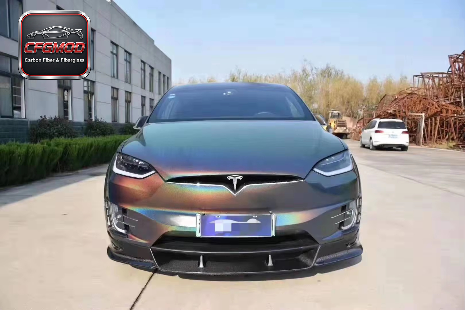 TOP Style Carbon Fiber Wide Body Kit Front Lip Fender Flares Rear Diffuser for Tesla Model X — 9