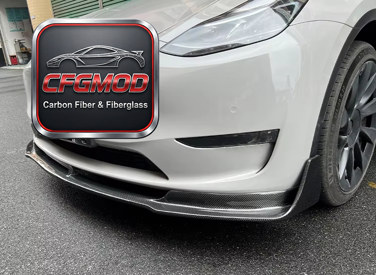 V Style Carbon Fiber Full Body Kit Front Lip Side Skirts Rear Diffuser Spoiler for Tesla Model Y — 10