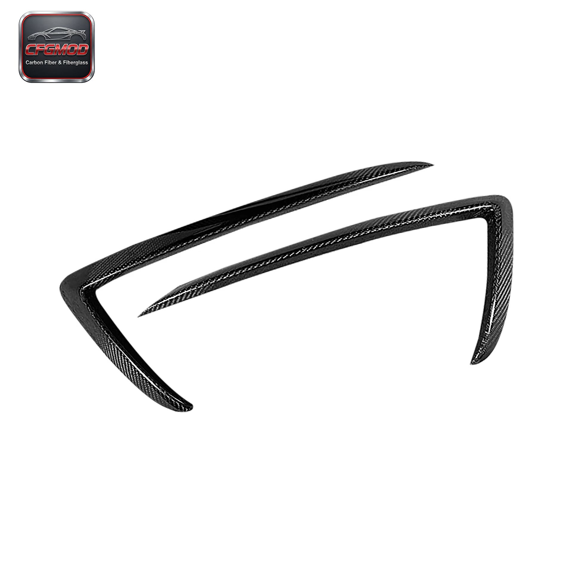 Real Carbon Fiber Front Bumper Canards Air Vents for 2018-2021 Tesla Model 3 — 2