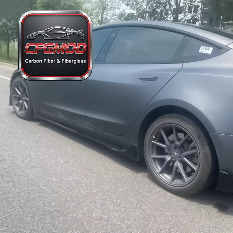 Dry Carbon Fiber Side Rocker Panels Body Kits Styling Accessories for Tesla Model 3 — 2