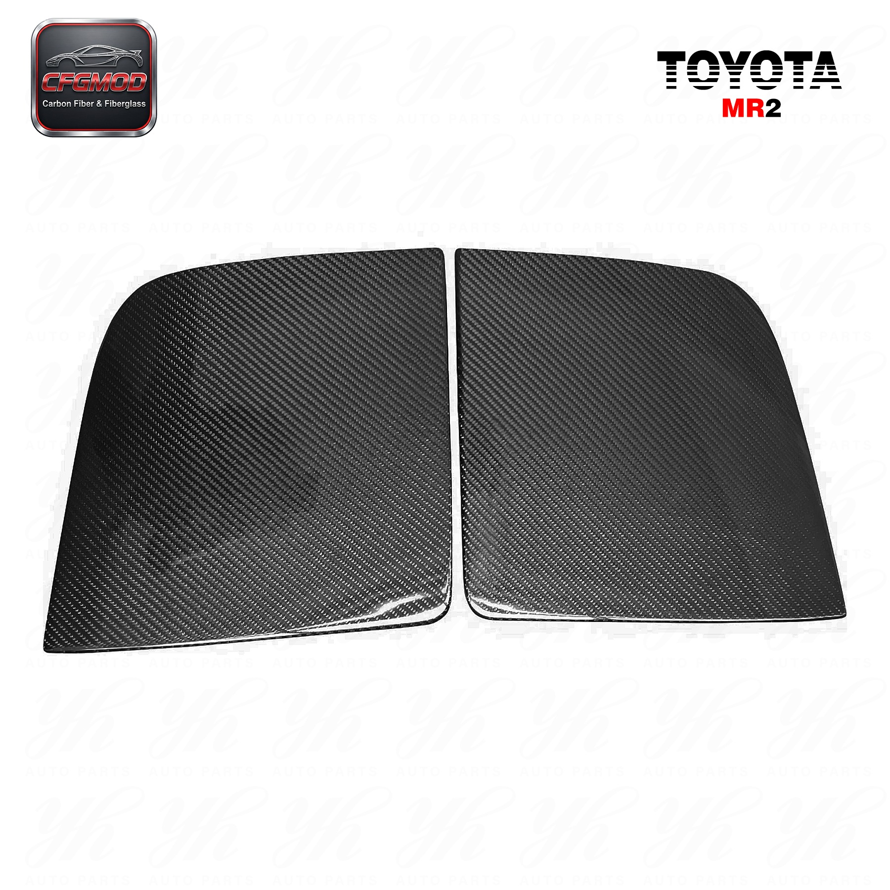 Black Carbon Fiber OEM High Gloss 3k Twill Weave Headlight Cover Replacement (Pair) for MR2 SW20 1990-1995-Brand — 3