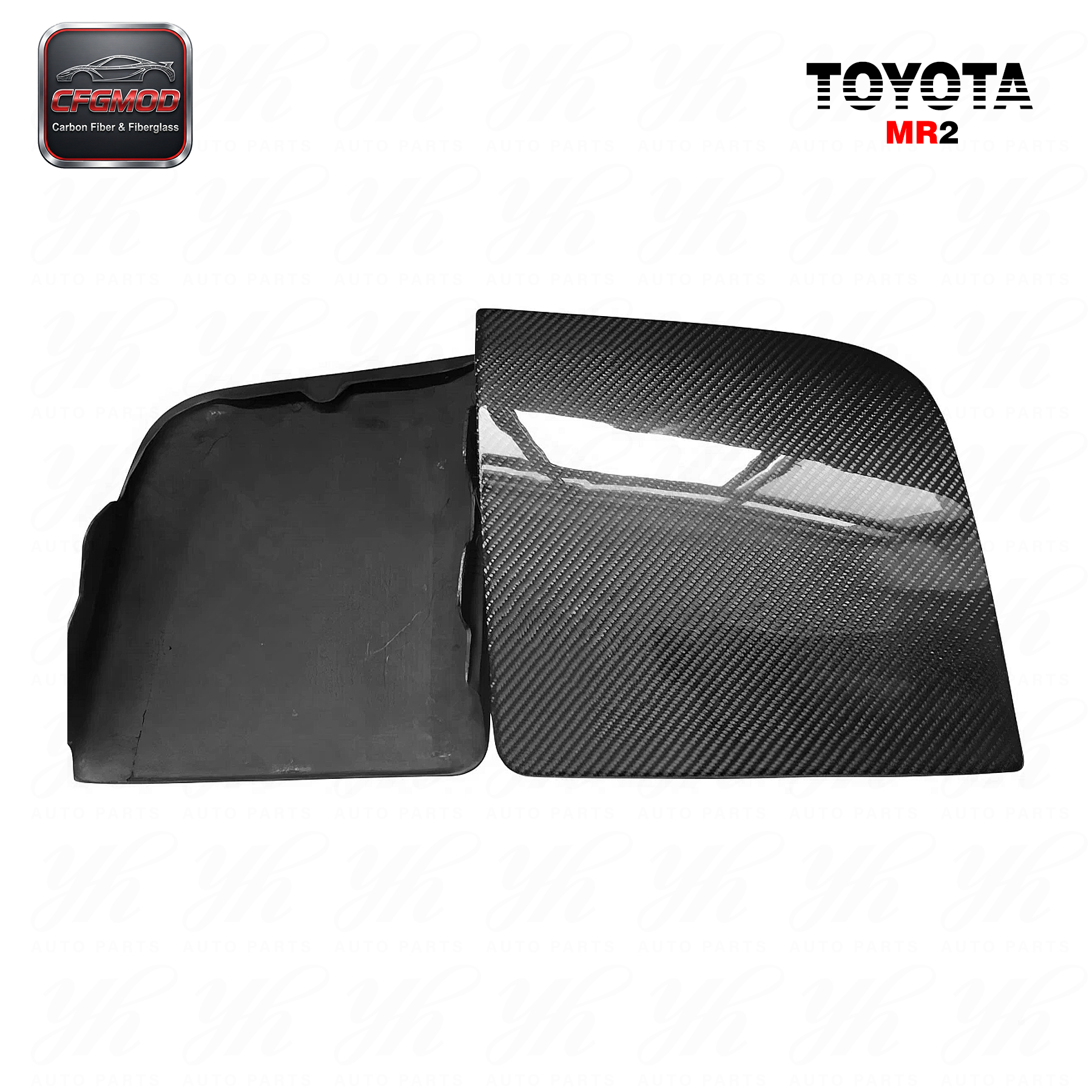 Black Carbon Fiber OEM High Gloss 3k Twill Weave Headlight Cover Replacement (Pair) for MR2 SW20 1990-1995-Brand — 7