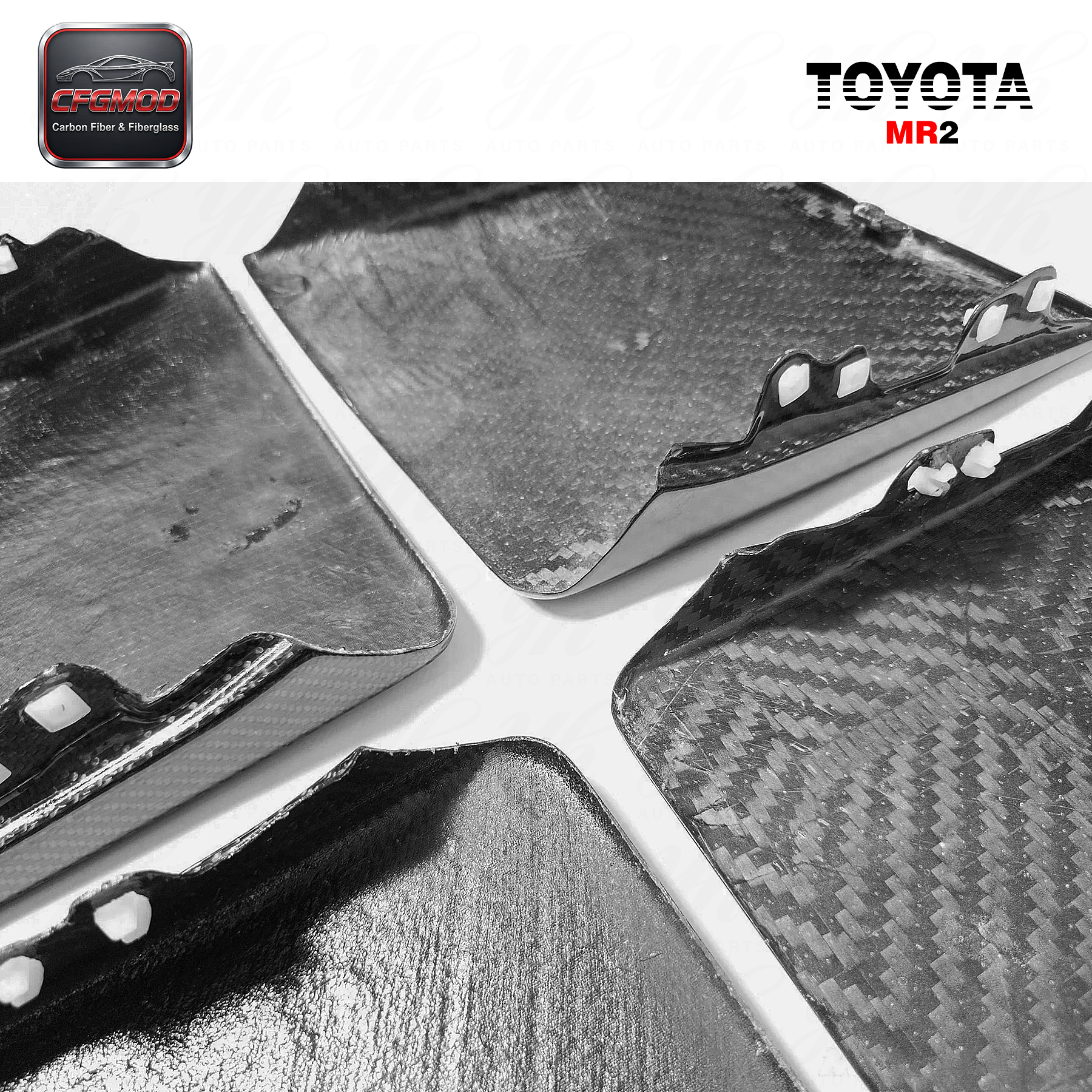 Black Carbon Fiber OEM High Gloss 3k Twill Weave Headlight Cover Replacement (Pair) for MR2 SW20 1990-1995-Brand — 10
