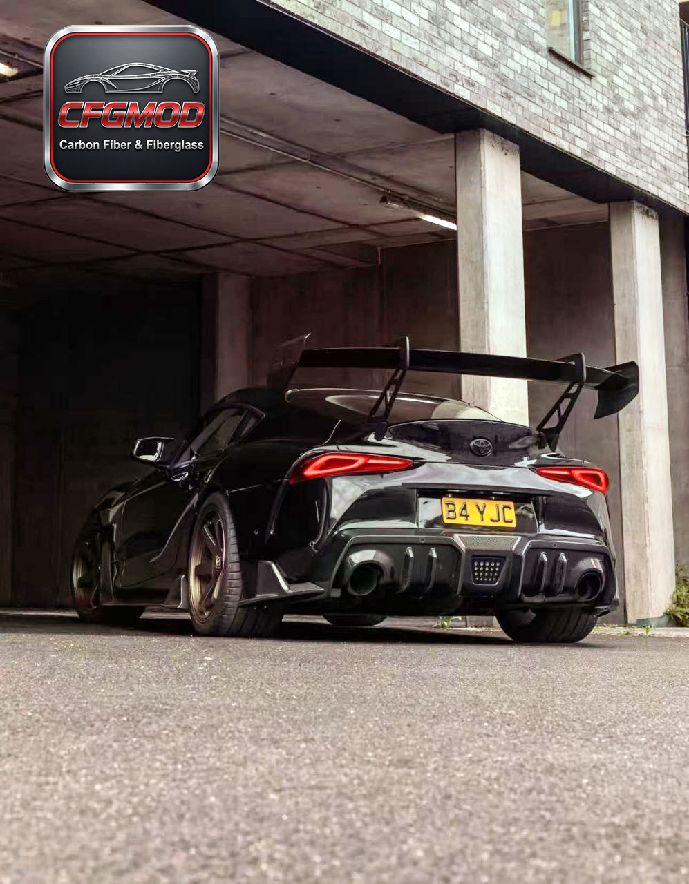 Dry Carbon Fiber AR Design V3 GT Rear Wing Spoiler with Stand Mounts for Toyota Supra MK5 A90 A91 Exterior Accessories — 3