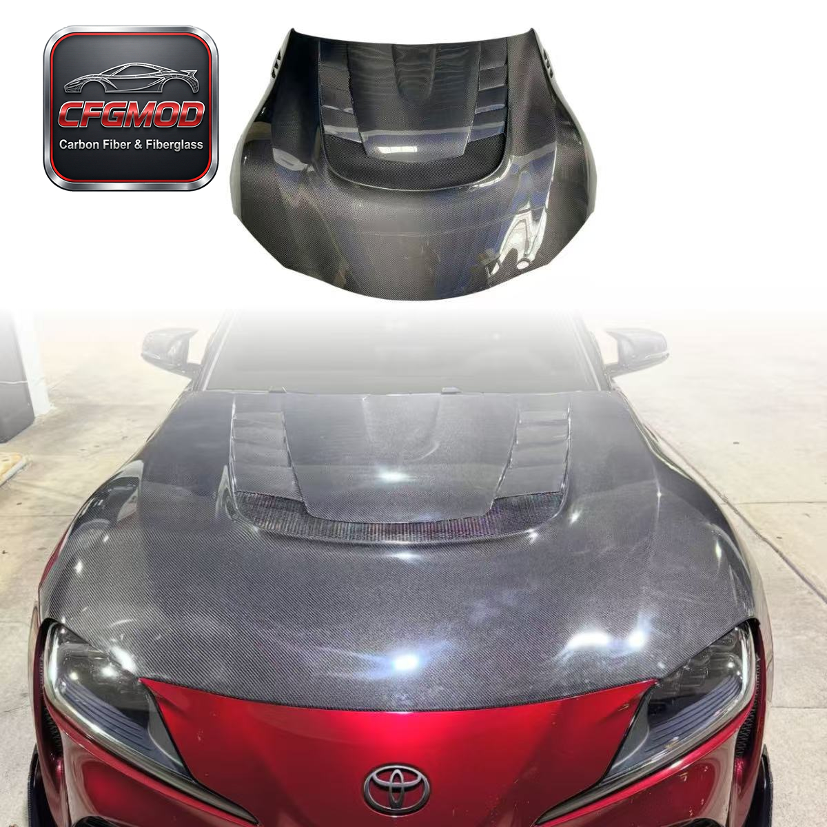 VRS Style Carbon Fiber Engine Hood Bonnet for Toyota Supra MK5 A90 A91 GR Supra Front Hood Vent Lid Tuning Parts — 1