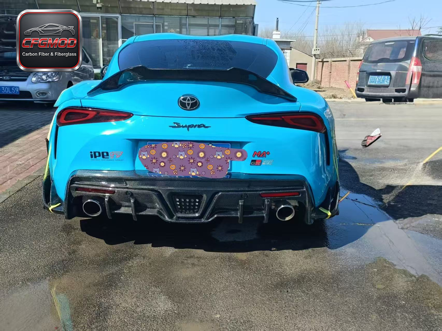T Style Carbon Fiber Rear Bumper Diffuser Lip and Spats for Toyota Supra MK5 A90 A91 GR Supra Rear Lower Splitter Tuning Parts — 4