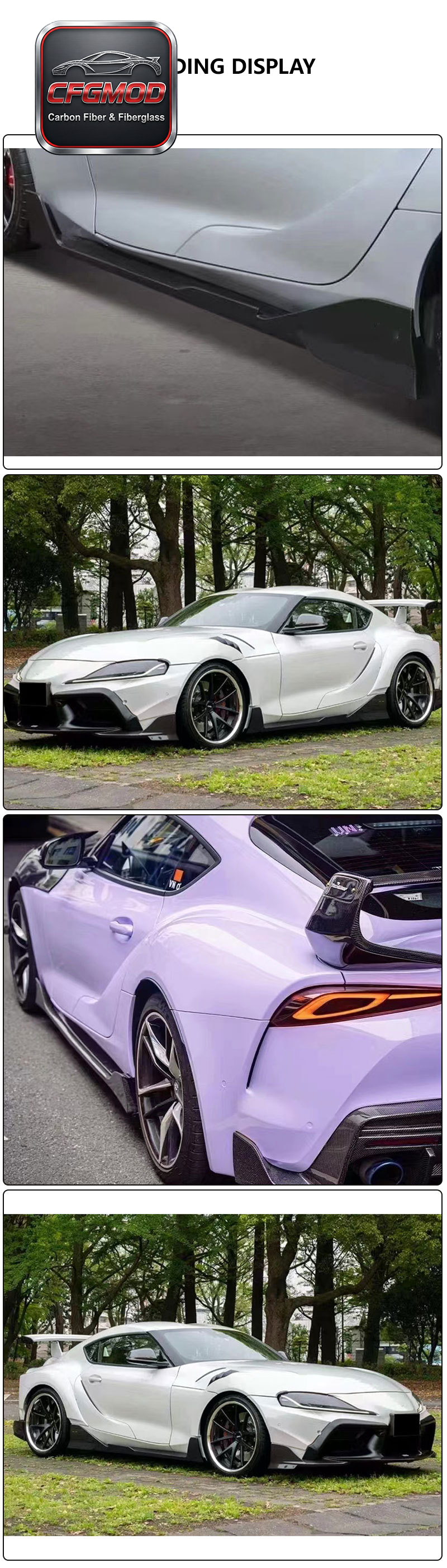 Tom's Style Carbon Fiber Side Skirts Body Kit for Toyota Supra A90 Side Skirt Extensions Spats Tuning Parts — 3