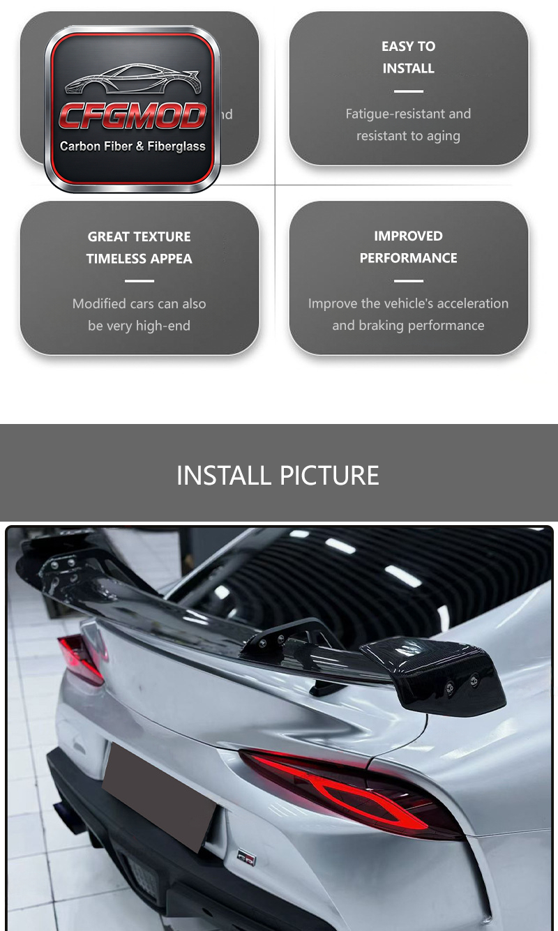 AD Style Carbon Fiber Rear Spoiler Wing for Toyota Supra A90 A91 2019-2023 Rear Trunk Boot Lid Lip Tuning Parts — 5
