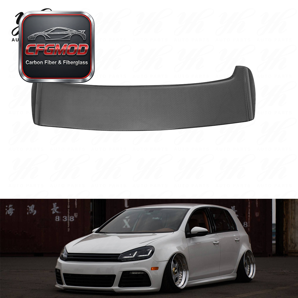 For VW Golf 6 GTI Single Carbon Fiber High Glossy Roof Spoiler Wing with Easy Installation — 1