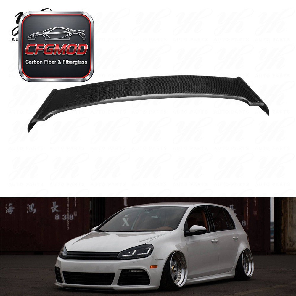 For VW Golf 6 GTI Single Carbon Fiber High Glossy Roof Spoiler Wing with Easy Installation — 3