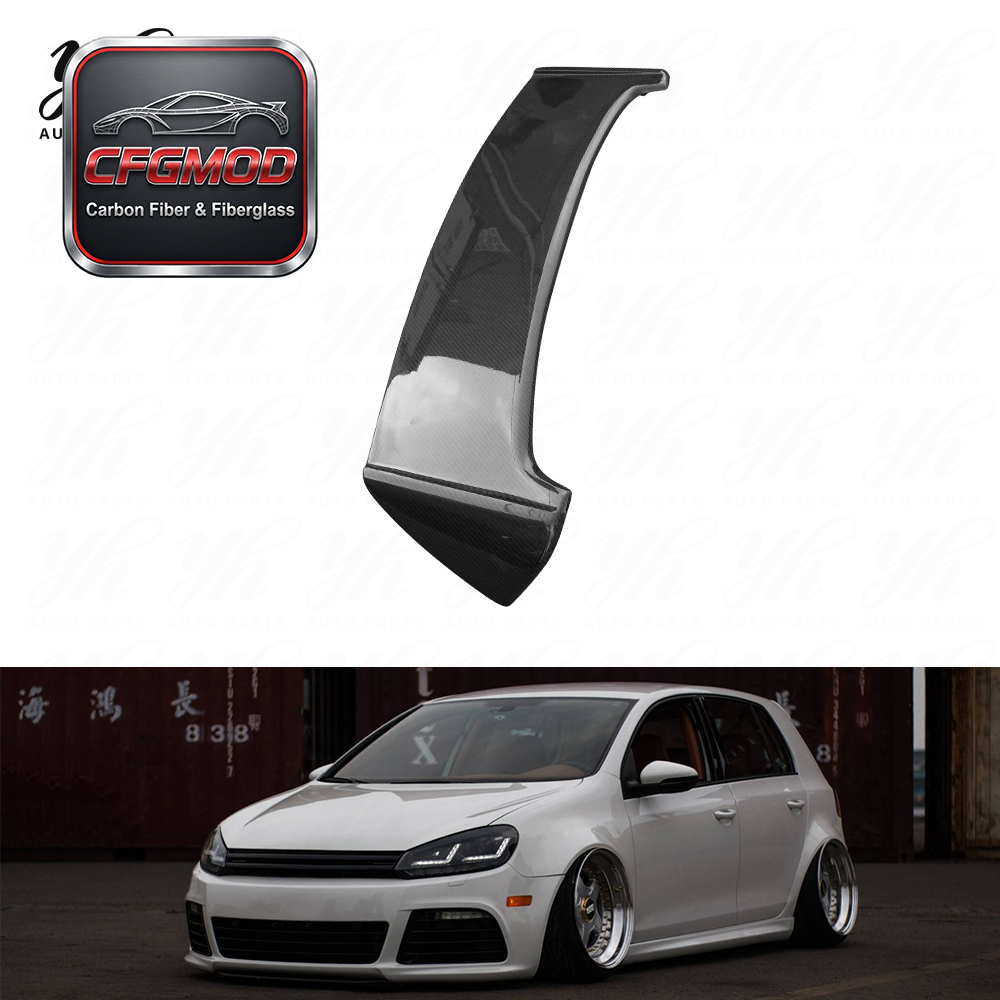 For VW Golf 6 GTI Single Carbon Fiber High Glossy Roof Spoiler Wing with Easy Installation — 4